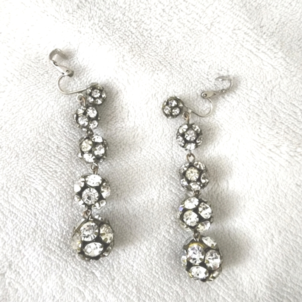 Vintage Rhinestone Cluster Balls Earrings
